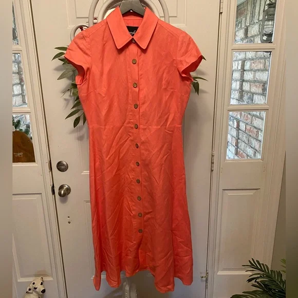 knee length dresses for ladies Clark 100% Linen Button Up Midi Dress – All Bodies main image 1